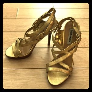Steve Madden Gold Leather Strappy Sandals